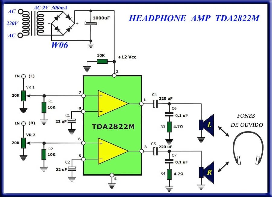 Tda2822m datasheet на русском схема усилителя Аудио усилитель на 3 ватт / 12В/6В