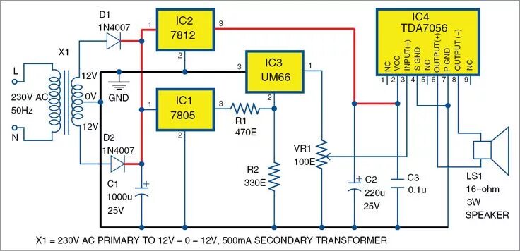 Tda7056 схема усилителя 3W audio amplifier using TDA7056 Full Project with Circuit Diagram Audio amplifi