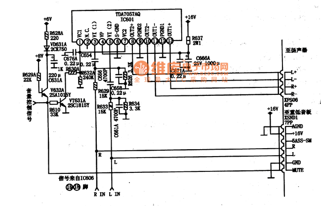 Tda7057aq схема усилителя TDA7057AQ integrated block typical application circuit - Automotive_Circuit - Ci