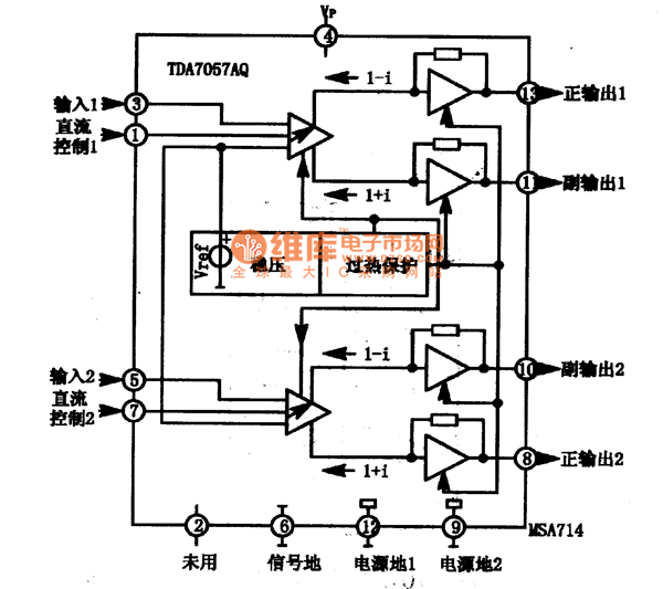 Tda7057aq схема усилителя TDA7057AQ integrated block internal box circuit - Automotive_Circuit - Circuit D