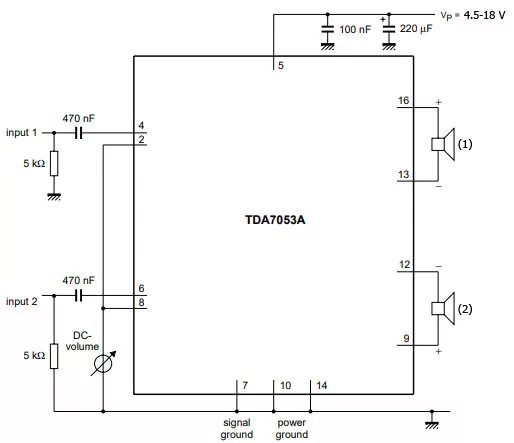 Tda7057aq схема усилителя Усилитель низкой частоты на TDA7053A