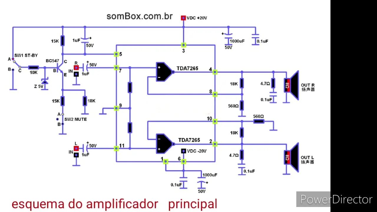 Tda7253 схема усилителя boombox caseiro top parte 1 - YouTube