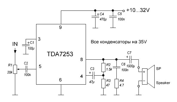 Tda7253 схема усилителя Red-Resistor.ru - Усилитель на TDA7253