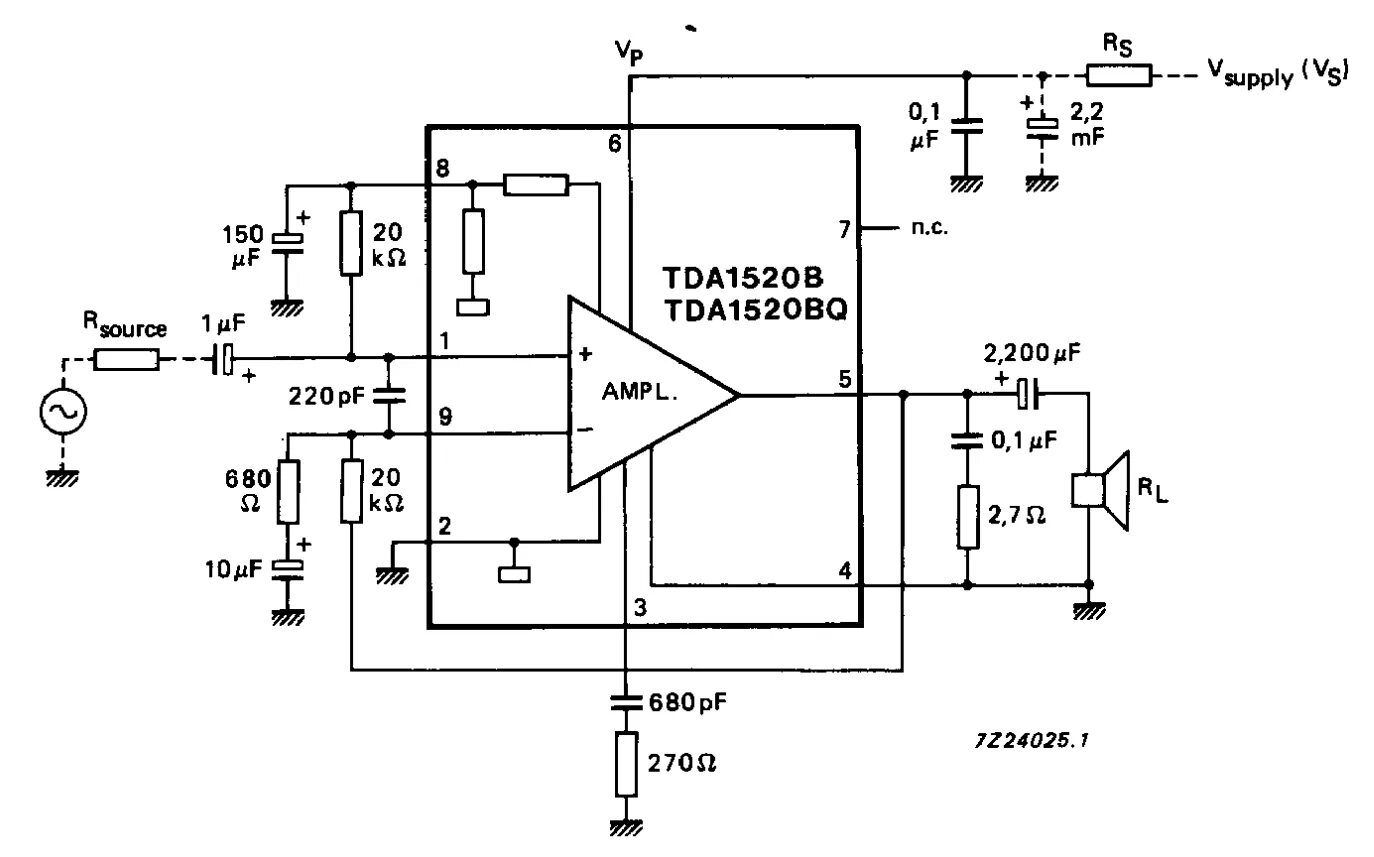 Tda7253 схема усилителя TDA1520A усилители сигнала, мощности