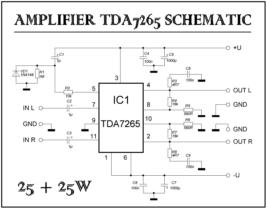 Tda7264 схема усилителя нч Tda2616 Amplifier Circuit Diagram