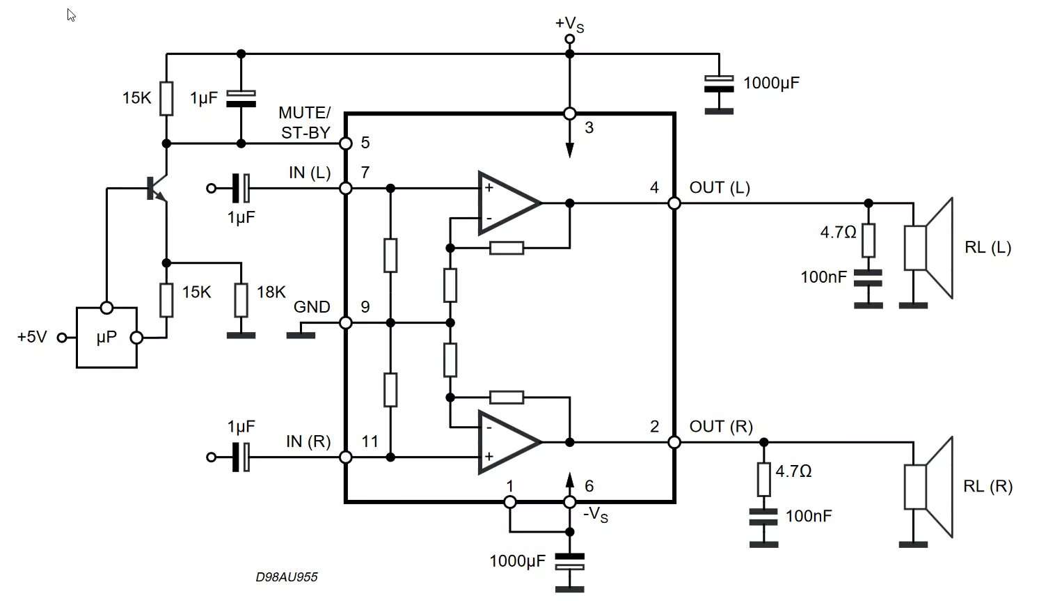 Tda7264 схема усилителя нч TDA7264 усилители сигнала, мощности