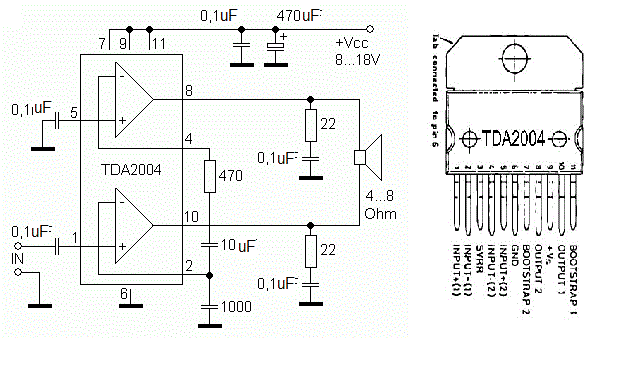 Tda7264 схема усилителя нч TDA 2004 Amfi