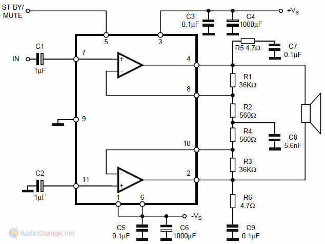 Tda7265 схема усилителя с двухполярным Усилитель 2x25 Вт на TDA7265