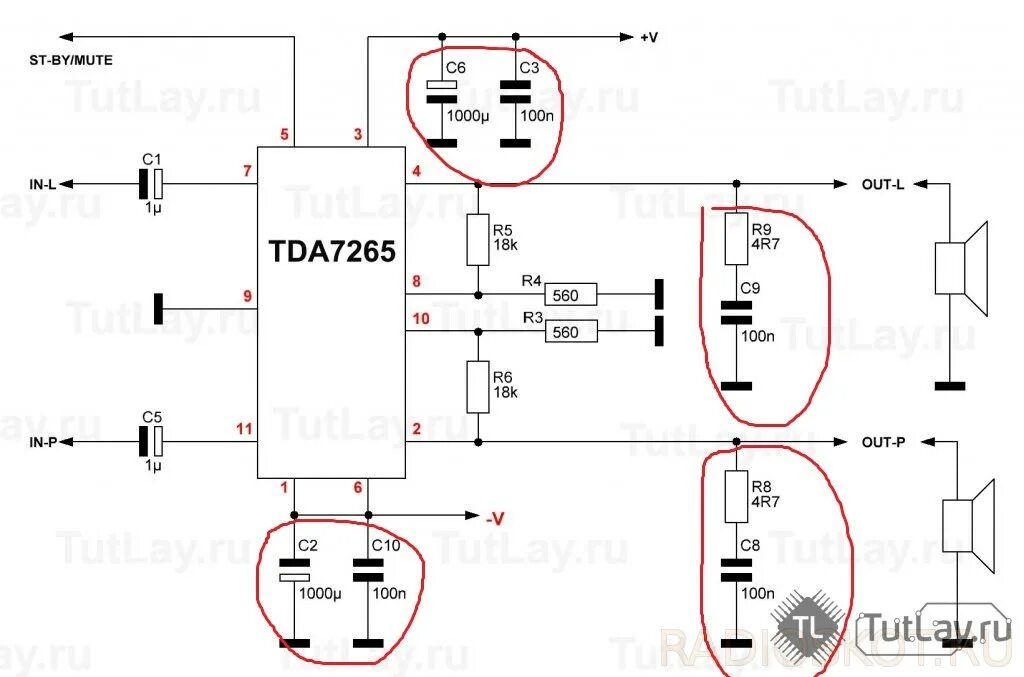 Tda7265 схема усилителя с двухполярным Nokasonic NK-671 5.1 сгорает микросхема TDA7265 - Страница 2 - Форум радиолюбите