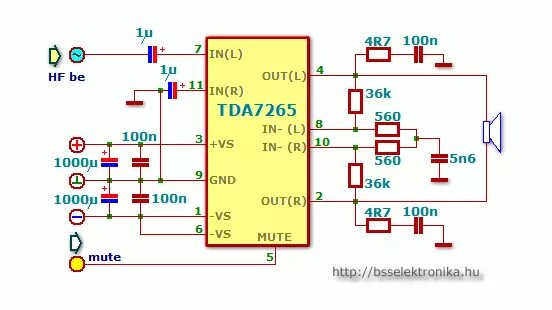 Tda7269 схема усилителя 7265 усилитель: Звуковой усилитель 2 × 25 Вт на микросхеме TDA7265 - Производств