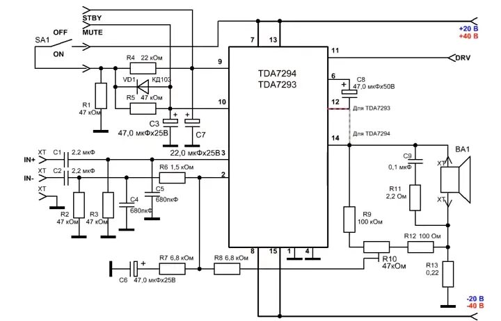 Tda7293 схема усилителя Микросхема для самодельного домашнего аудиокомплекса способ