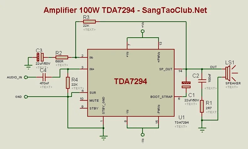 Tda7294 схема усилителя Mạch Ampli 100W dùng IC TDA7294 - Câu Lạc Bộ Sáng Tạo - SangTaoClub.Net