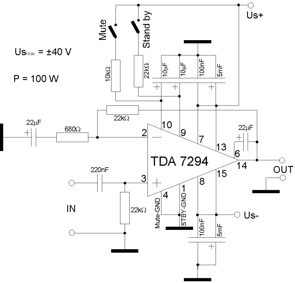 Tda7296 схема усилителя Характеристика tda