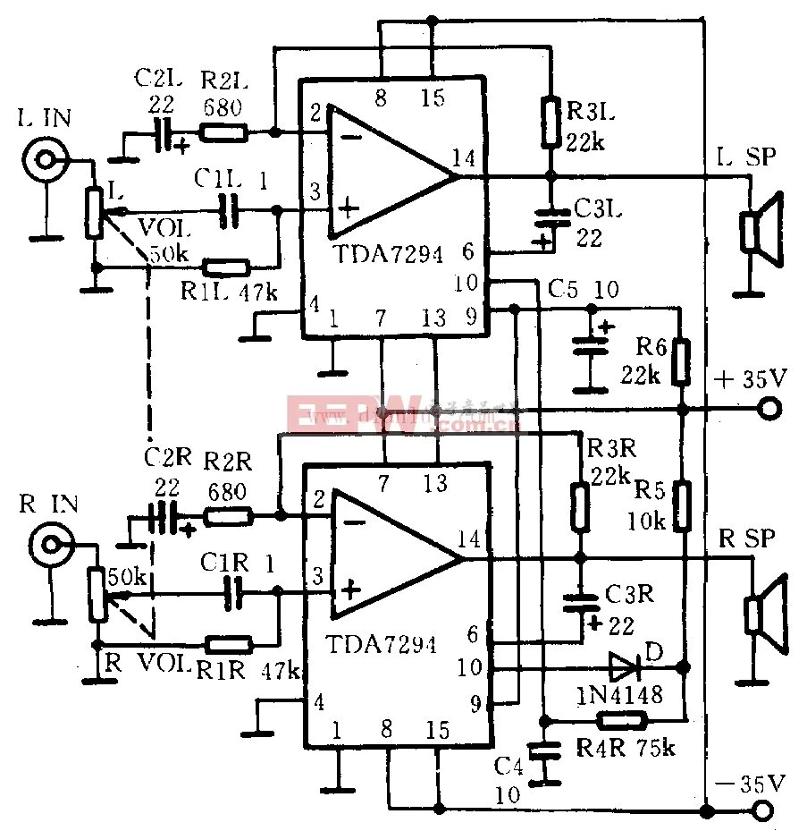 Tda7296 схема усилителя Усилитель tda7293: даташит, характеристики и схема включения