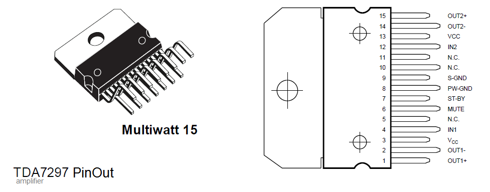 Tda7297 схема усилителя Car Audio Amplifier Circuit 15W-15W