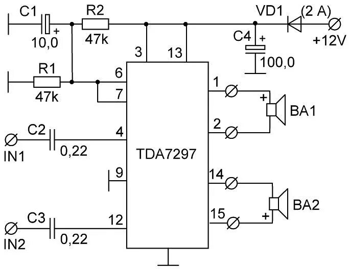 Tda7297sa схема усилителя Радиоконструктор 074 - Стереофонический усилитель на TDA7297 Maks Puzanov Дзен