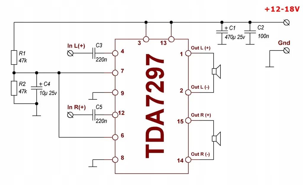 Tda7297sa схема усилителя Купить Модуль стереоусилителя мощности 2x15 Вт TDA7297 HW-059: отзывы, фото и ха