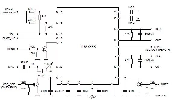 Tda7388 схема усилителя TDA7338 FM stereo decoder circuit design electronic project