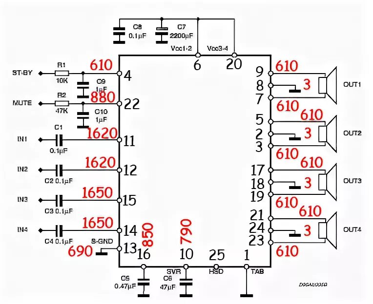 Tda7388 схема усилителя Микросхема TDA7788 УНЧ 4х25w, Краснодар, Белецкий А. И.