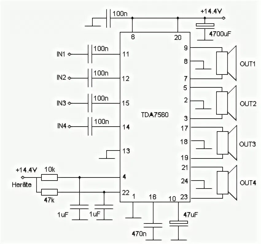 Tda7560 схема усилителя TDA7560 4 x 50W Audio Amplifier Audio amplifier, Car audio amplifier, Valve ampl