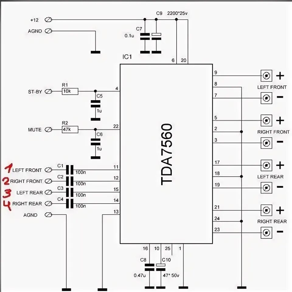 Tda7850 схема усилителя IC201 Комплект проводов зажигания JAPANPARTS Запчасти на DRIVE2