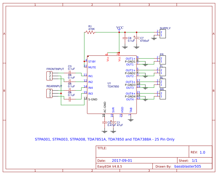 Tda7850 схема усилителя TDA7850, STPA003, STPA008 - EasyEDA open source hardware lab