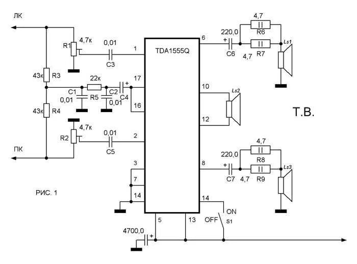 Tda8172 схема усилителя Схема tda