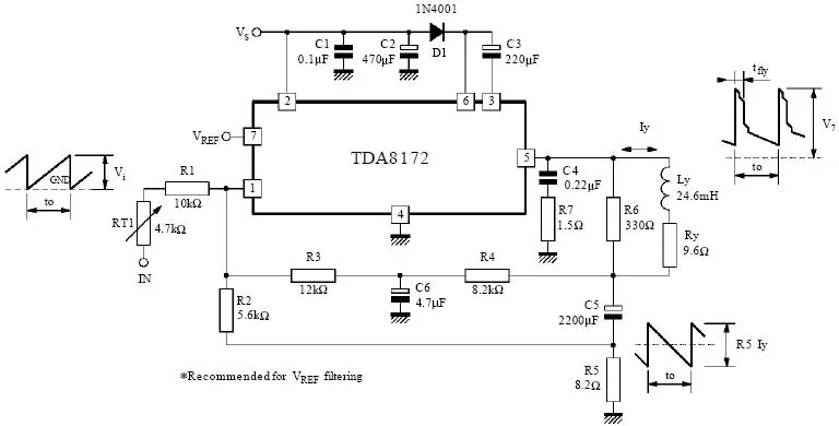 Tda8172 схема усилителя звука TDA8172 - выходной каскад блока кадровой развертки от STM
