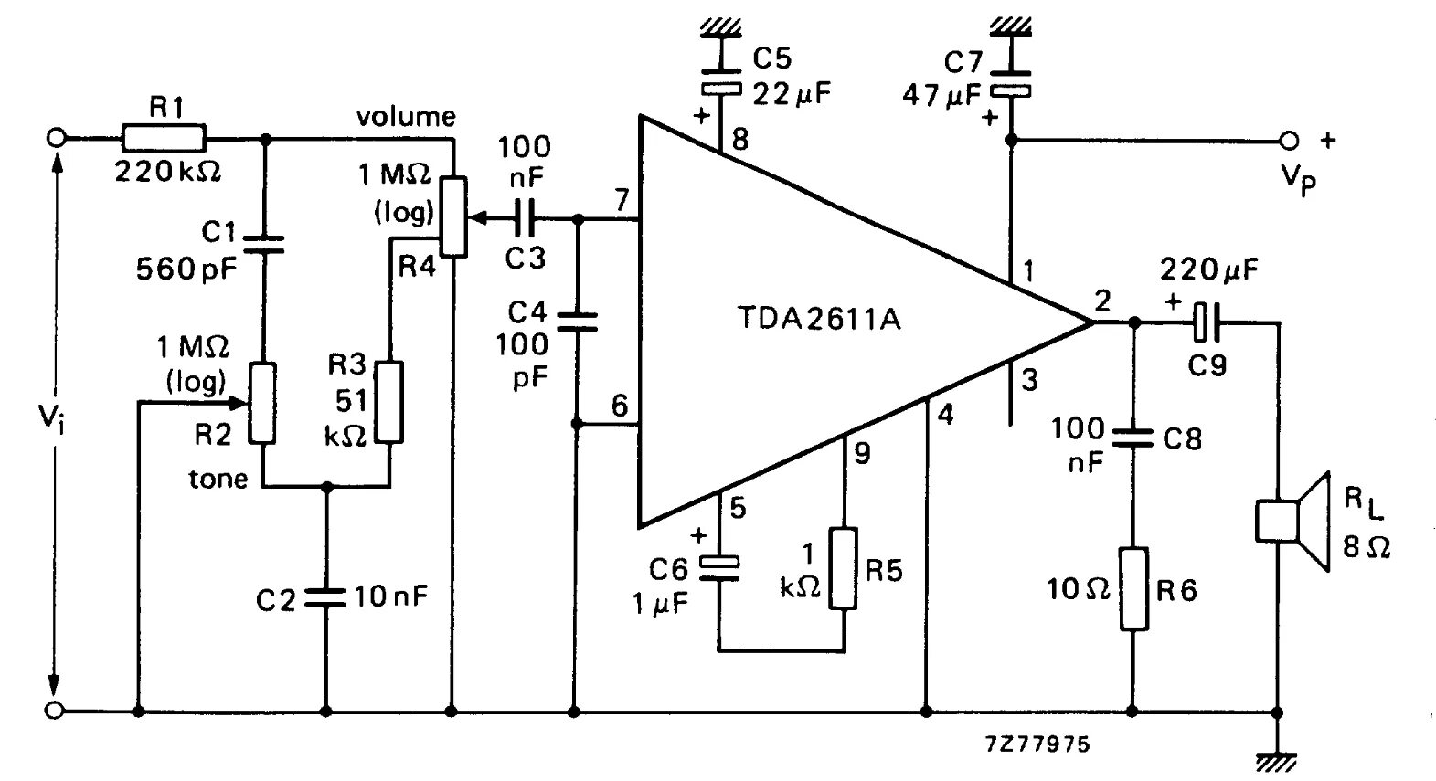 Tda8357j схема усилителя звука TDA2611A усилители сигнала, мощности