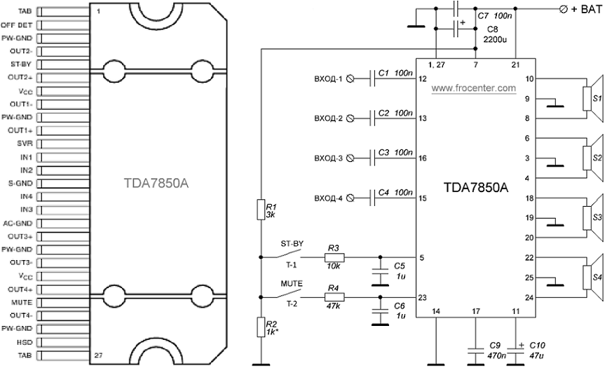 Tda8395p усилитель звука схема Высококачественный 4-канальный HI-FI усилитель на TDA7850A РадиоДом - Сайт радио