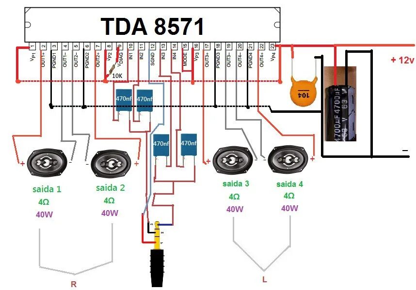 Tda8571j схема усилителя Good afternoon. Collected amplifiers on TDA8571J according to the scheme. Turn o