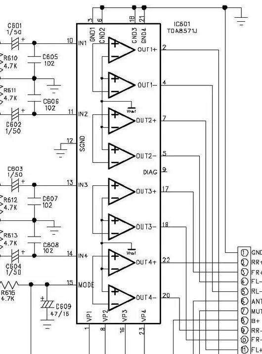Tda8571j схема усилителя Автомагнитола VELAS VC-402B нет звука, принесли без УНЧ Форум по ремонту Monitor