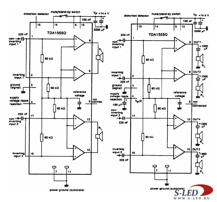 Tda8571j схема усилителя Микросхема УМЗЧ TDA1555Q " S-Led.Ru - Светодиоды и электронные схемы