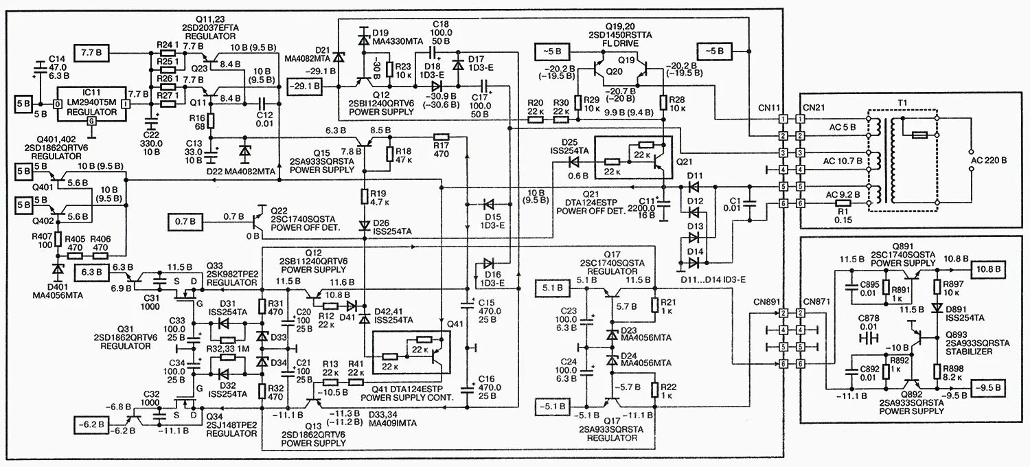 Technics sa ch750 схема электрические принципиальное Принципиальная схема блока питания Technics SL-PS770A