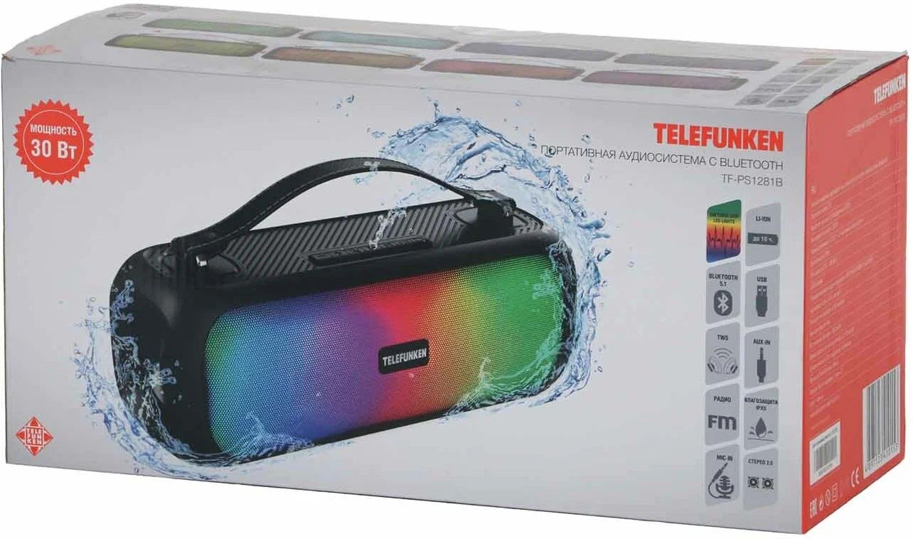 Telefunken колонка как подключить Портативная колонка Telefunken TF-PS1281B Black Black - отзывы покупателей на ма