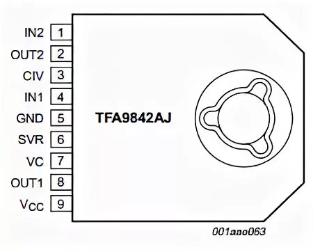 Tfa9842aj схема усилителя TFA9842AJ Datasheet - 7.5 W, Stereo Power Amplifier ( Pinout