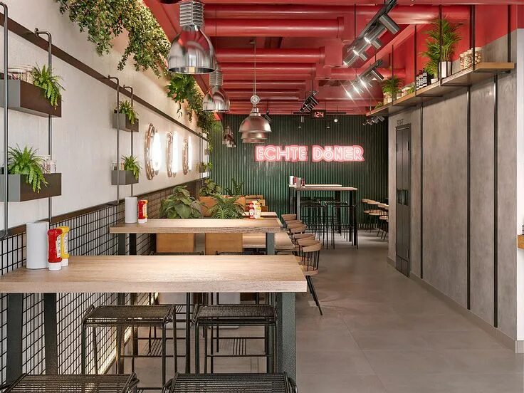 The kitchen волгоградский просп 47 москва фото ECHTE DONER on Behance Cafe interior design, Restaurant interior design, Interio