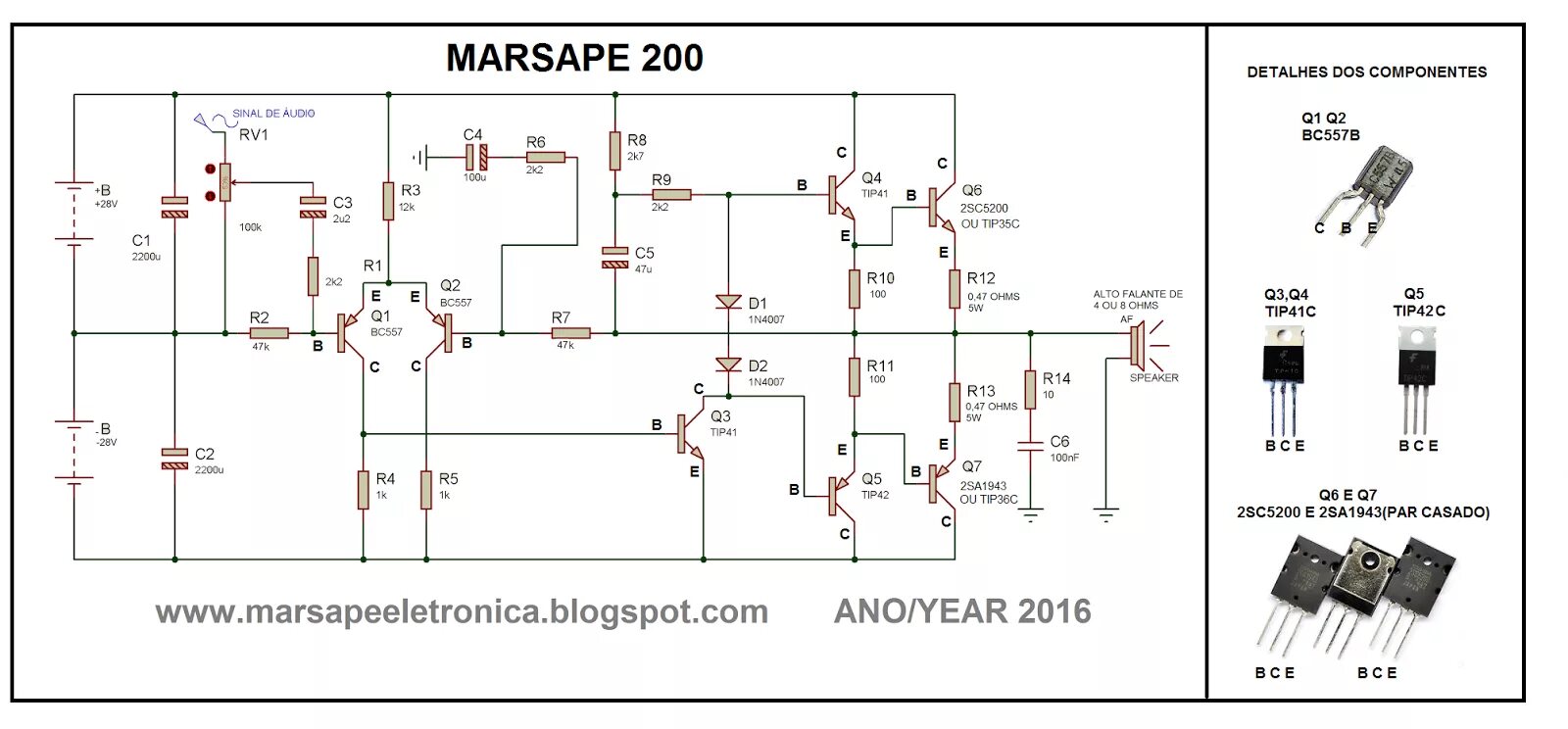 Tip34 tip35 усилитель схема Amplificador de áudio, Amplificador, Diagrama de circuito eléctrico