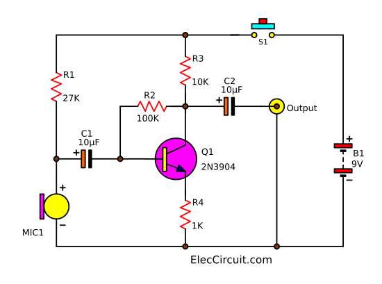 Tl071 схема усилителя Acoustic Guitar Pickup circuit & Wireless using TL071 ElecCircuit.com