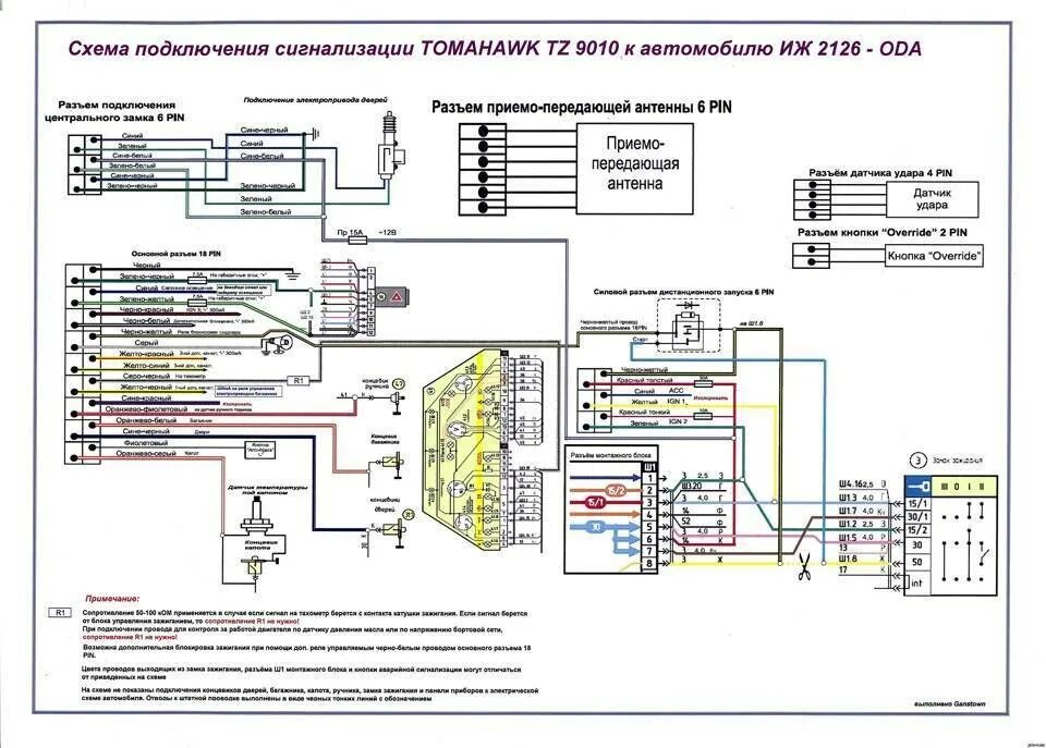 Tomahawk 9010 подключение центрального замка Установка сигнализации томагавк 9010 на ваз 2114 - BestChehol.ru