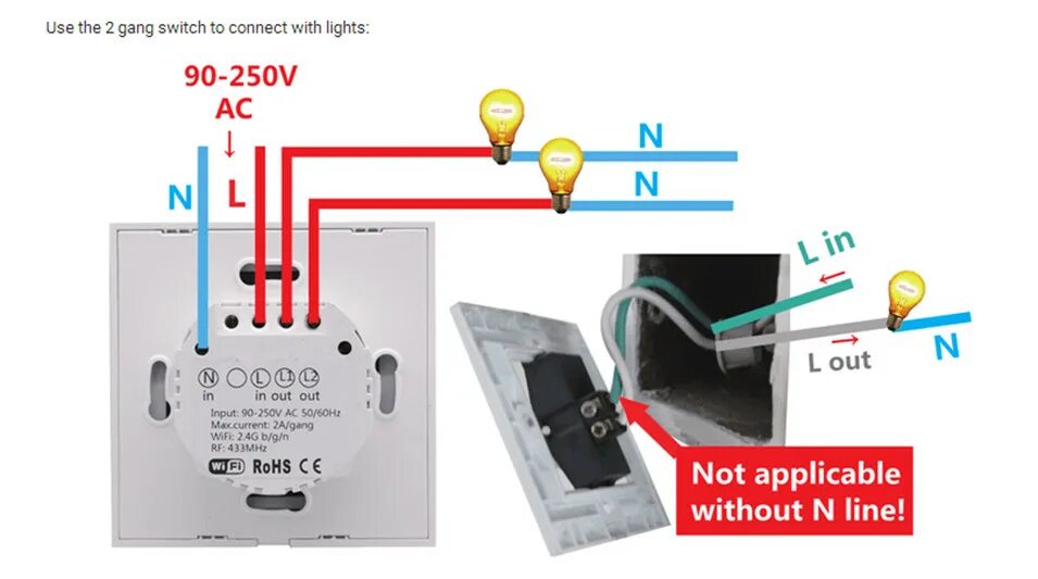 Touch switch сенсорный выключатель как подключить Умный настенный светильник ITEAD Sonoff T1, США, ЕС, Великобритания, Wi-Fi, RF/A