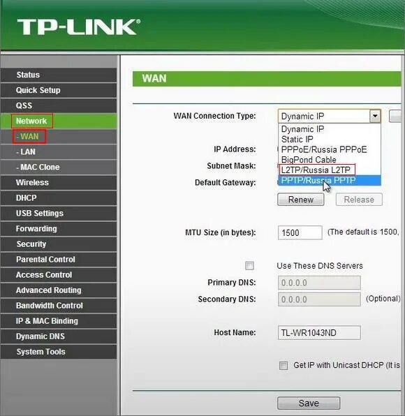 Tp link какой тип подключения выбрать Tp-Link TL-WR940N 450m: настройка и подключение роутера, характеристики, прошивк
