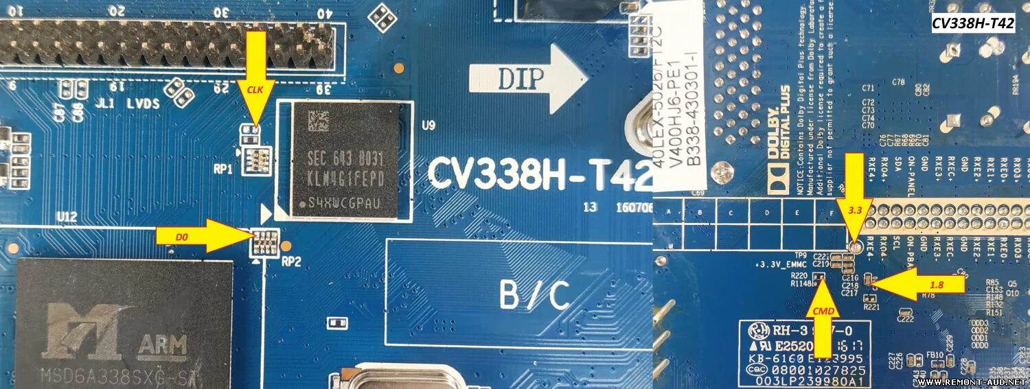 Tp t950d4 pb766 точки подключения еммс Прошивка SUPRA STV-LC32ST3001F Шасси (Main Board): CV338H-T42