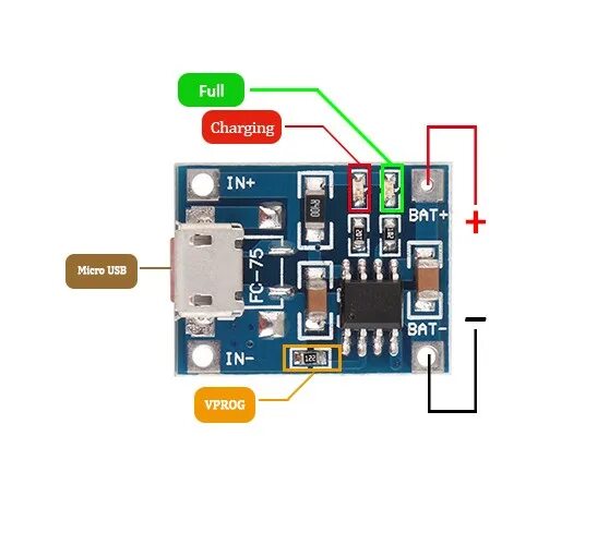 Tp4056 модуль зарядного устройства схема подключения TP4056 Lipo Charger Makerfabs Electronics
