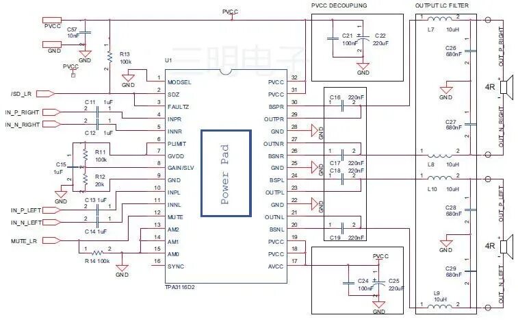 Tpa3110 схема усилителя Factory Price Tpa3116d2 2.1 Class D Audio Power Amplifier Module Dc12-24v 2x50w+