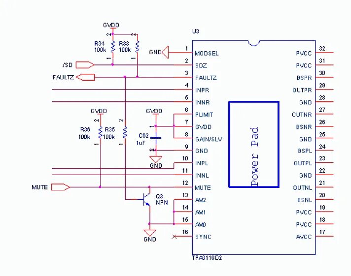 Tpa3116 схема усилителя Микросхема tpa3116d2 даташит на русском: TPA3116D2 характеристики усилителя: dat