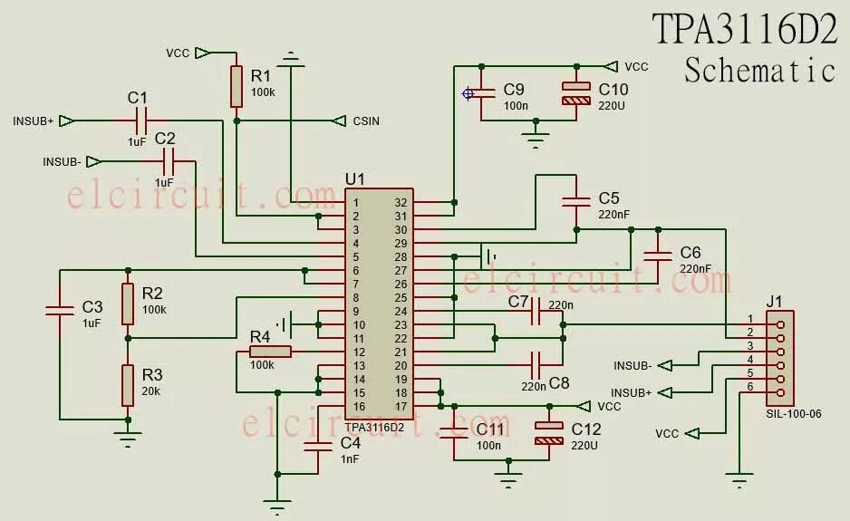 Tpa3116 схема усилителя TPA3116D2 Power amplifier class-D schematic Power amplifiers, Amplifier, Audio a