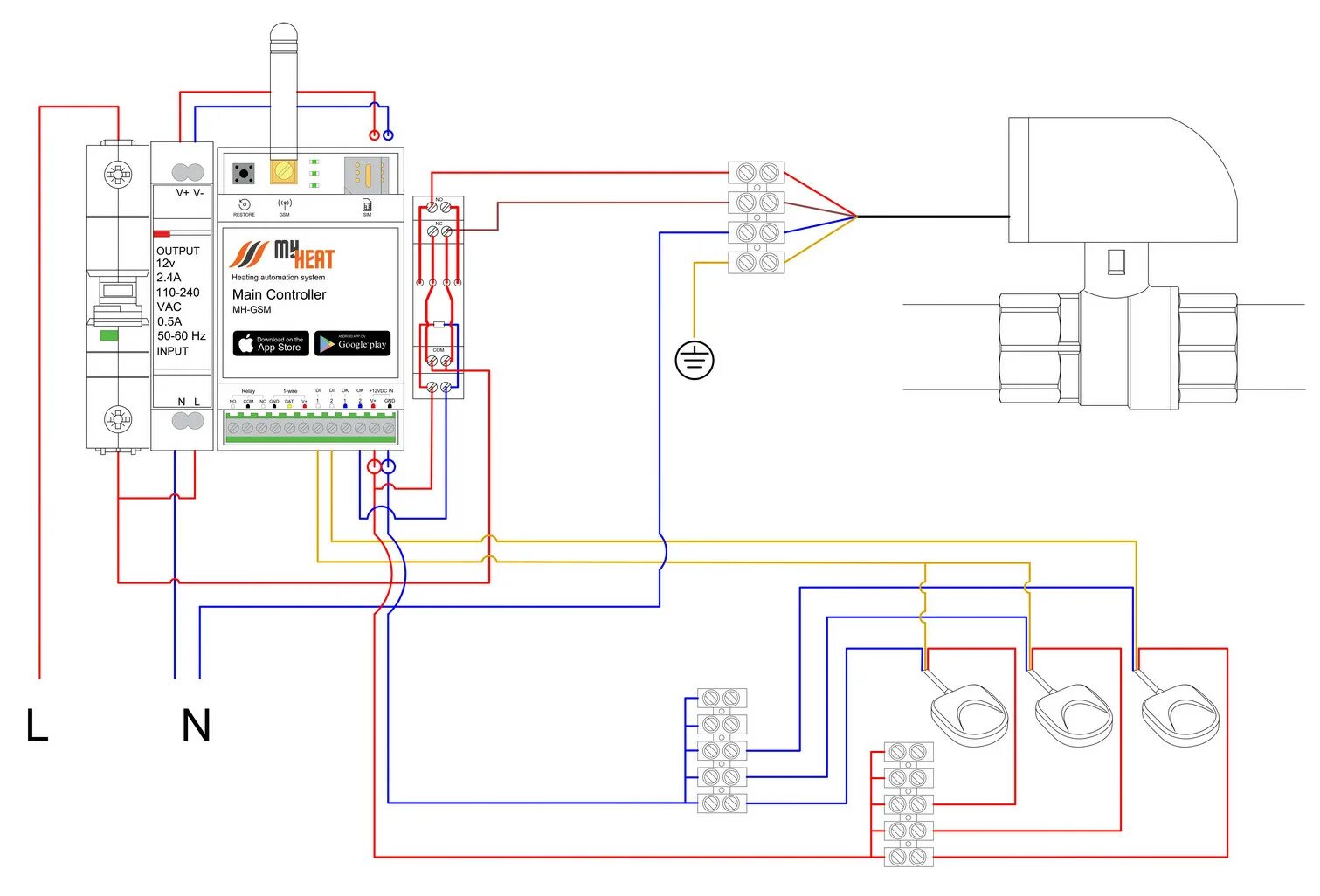 Tr 110l 1 схема подключения Купить терморегулятор MY HEAT GSM для отопления