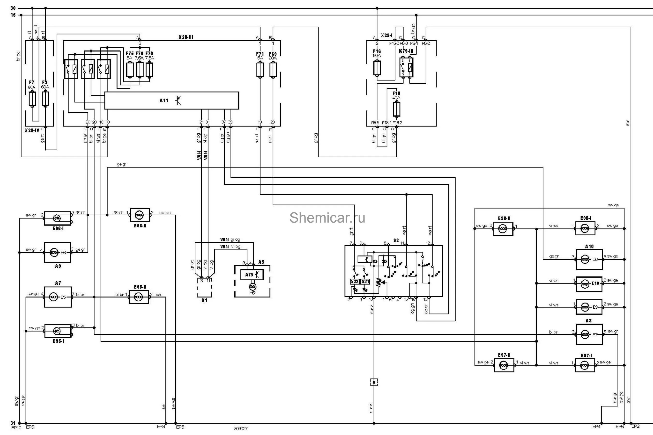 Transit электросхема Электросхема бокового габарита Ford Transit 2006-2011 - Электросхемы автомобилей