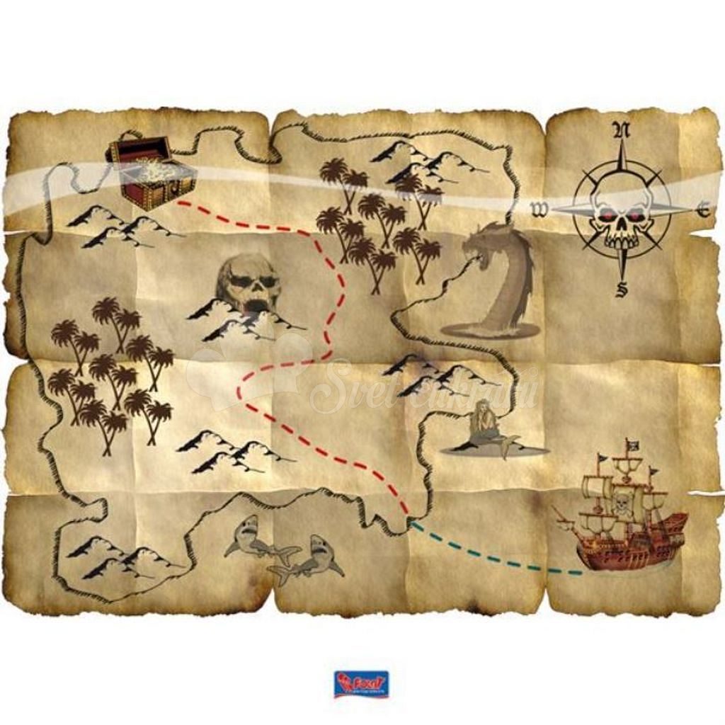 Treasure map орхидея фото World of Confectioners - Pirate treasure map - Folat - Funny toys, accessories -